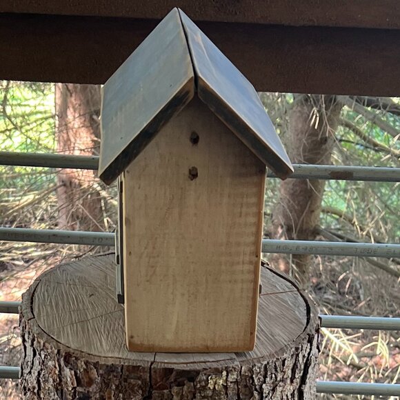 Vintage Handmade Primitive Wooden House, 12" x 11" - Picture 4 of 9